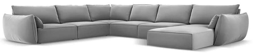 Világosszürke bársony sarokkanapé (bal oldali-U alakú) Vanda – Mazzini Sofas