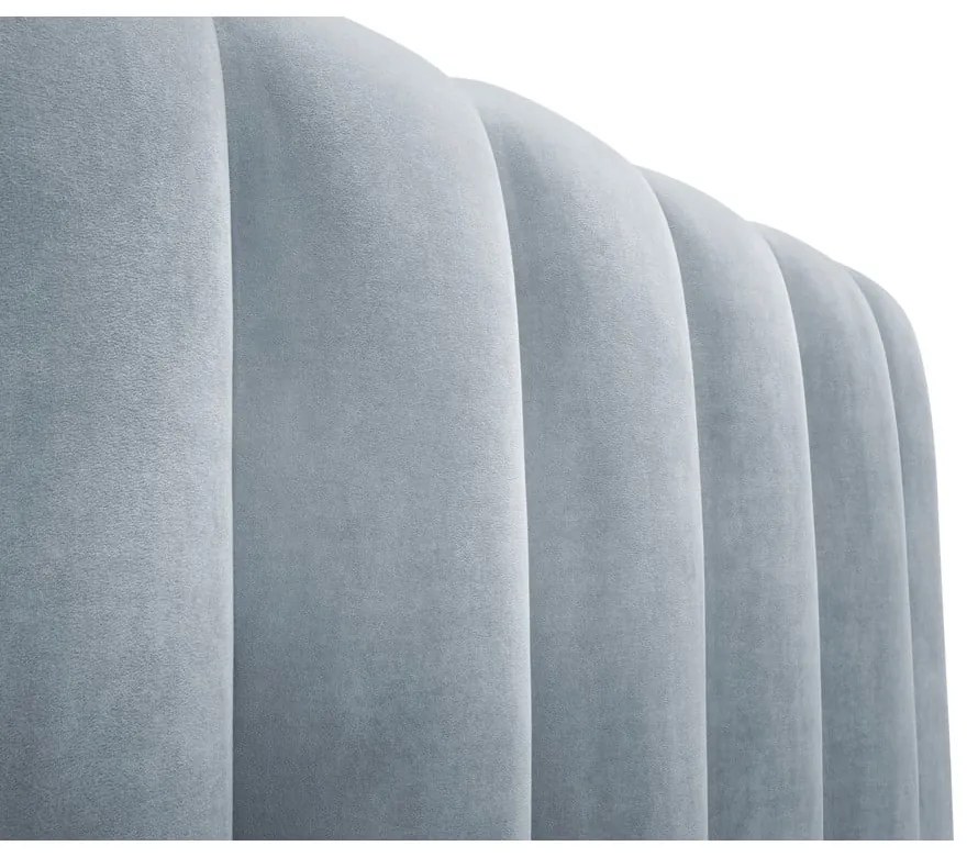 Világoskék kárpitozott franciaágy tárolóhellyel, ágyráccsal 200x200 cm Kelp – Micadoni Home