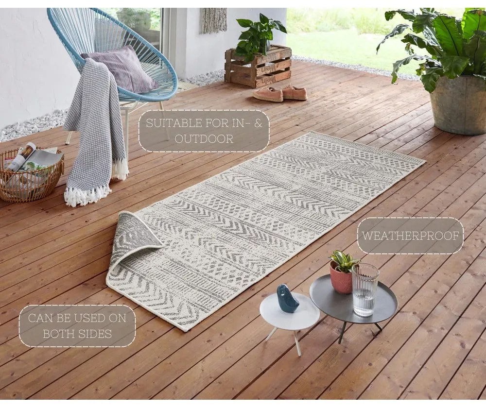 Biri szürke-krémszínű kültéri szőnyeg, 80 x 250 cm - NORTHRUGS