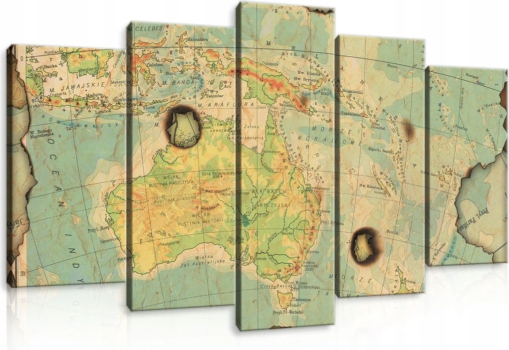 Vászonkép 100x60 Régi térkép Ausztrália India óceán utazás történelem földrajz