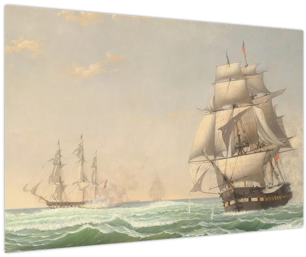 Kép - Fitz Henry Lane, The United States Frigate President Engaging the British Squadron, reprodukciók (90x60 cm)