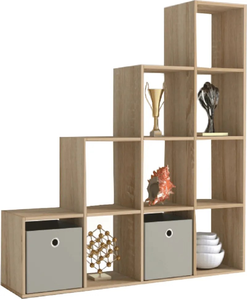 könyvespolc piramis, tölgy sonoma, laminált DTD, NORAH