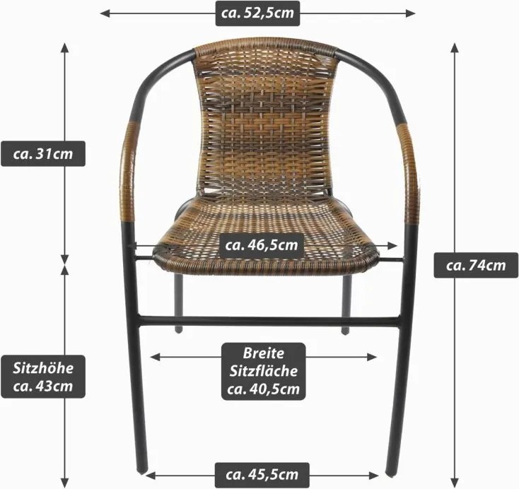 Kerti bisztrószék készlet egymásba rakható 4 db barna