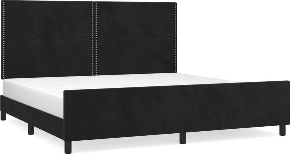 vidaXL fekete bársony ágykeret matrac nélkül 200 x 200 cm