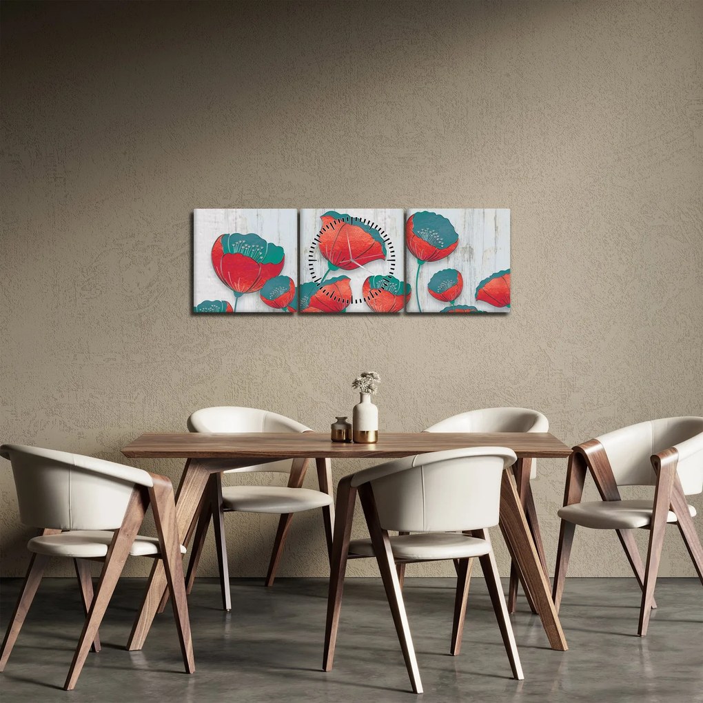 Kép - Pipacsok - kerozin (órával) (90x30 cm)