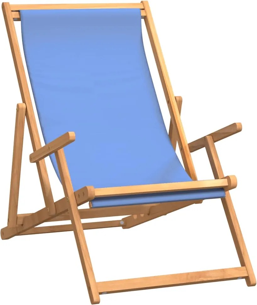 vidaXL kék tömör tíkfa összecsukható strandszék