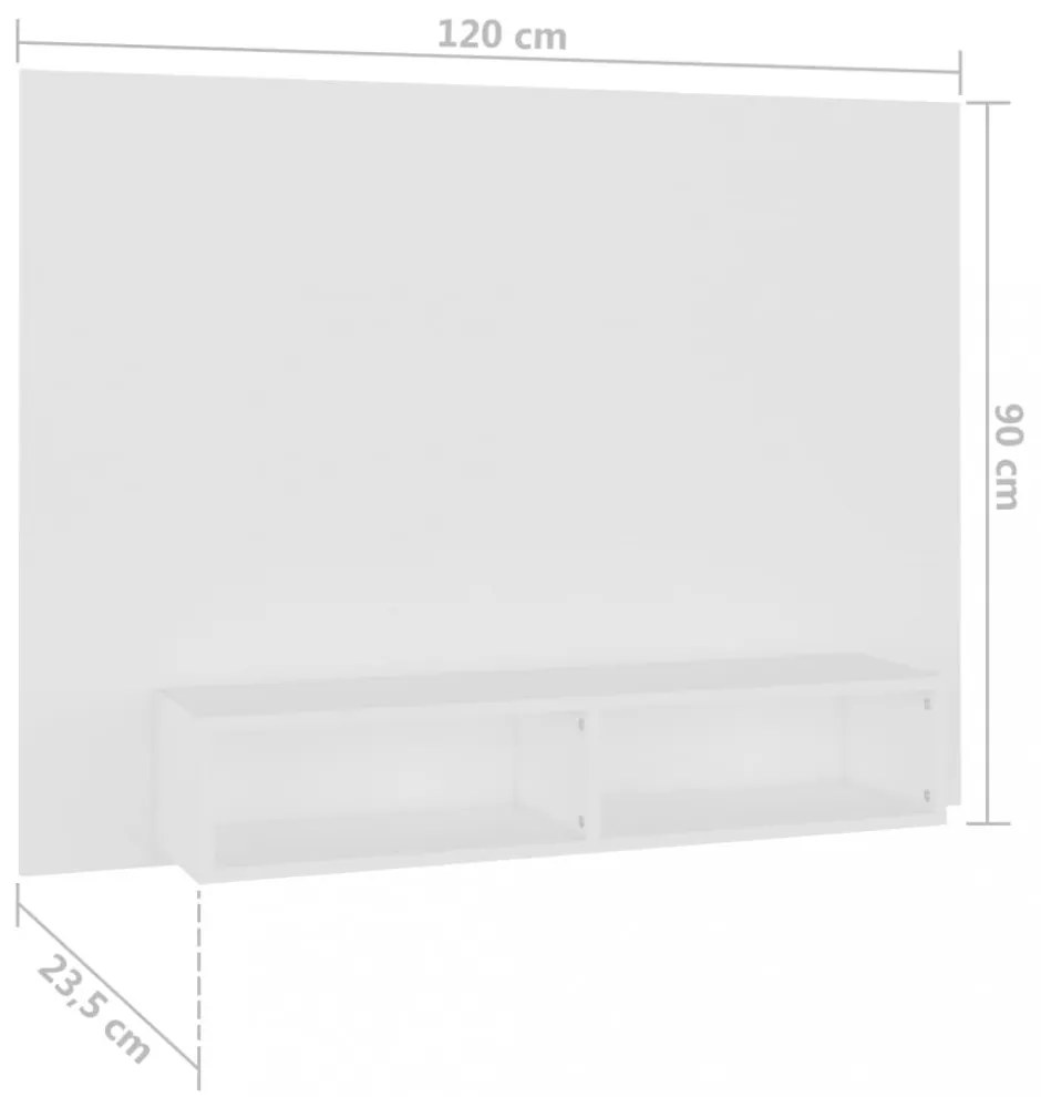 fehér szerelt fa fali TV-szekrény 120 x 23,5 x 90 cm