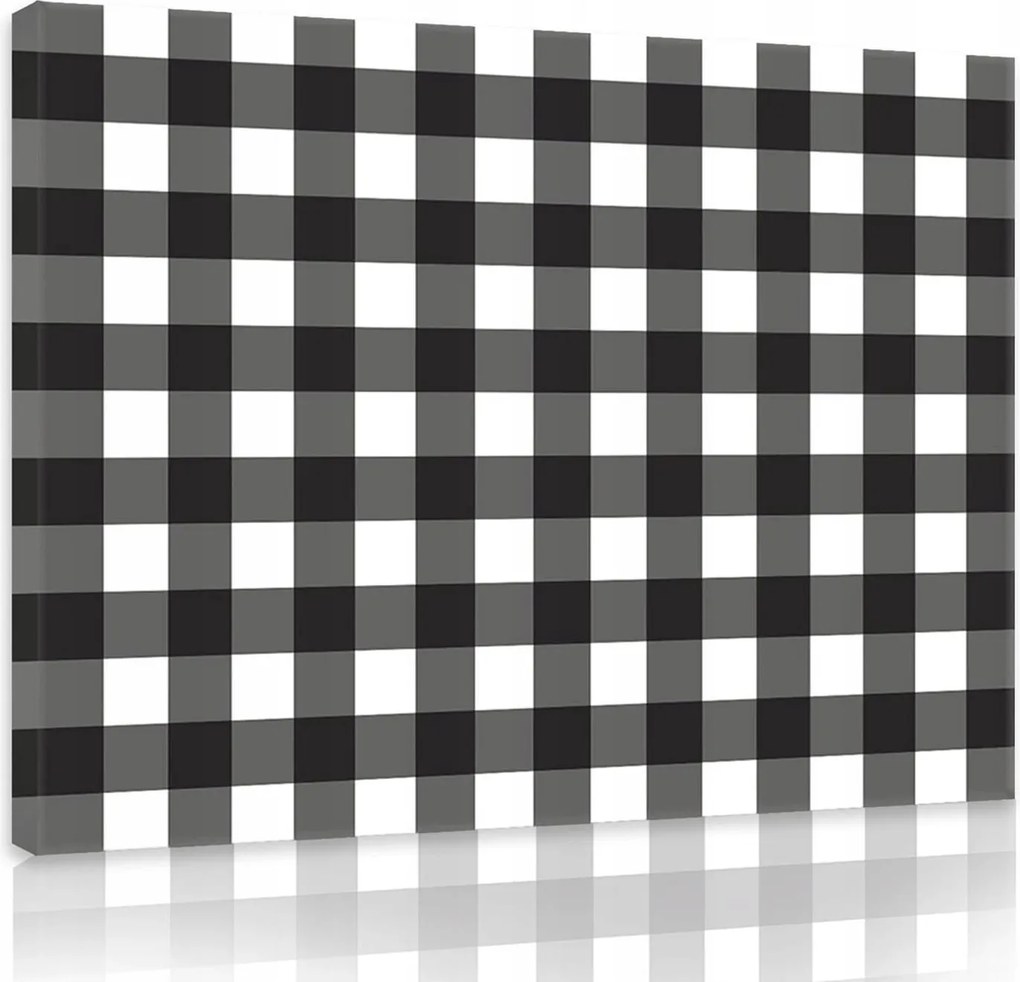 Vászonkép falikép fekete fehér kockás minta 100 x 75