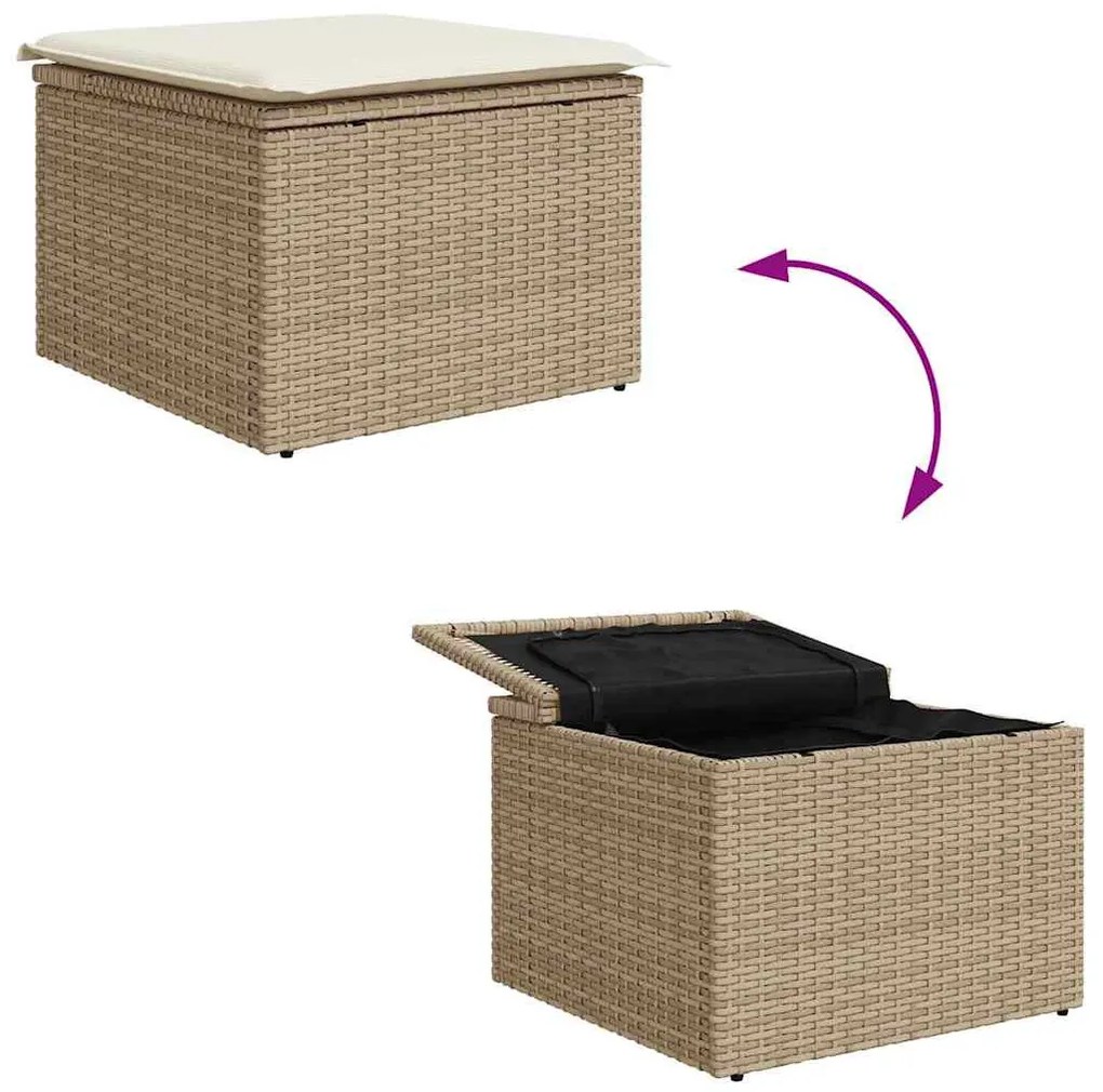 Kerti Kanapé Szett párnával 5 pcs Bézs és fehér Poli rattan