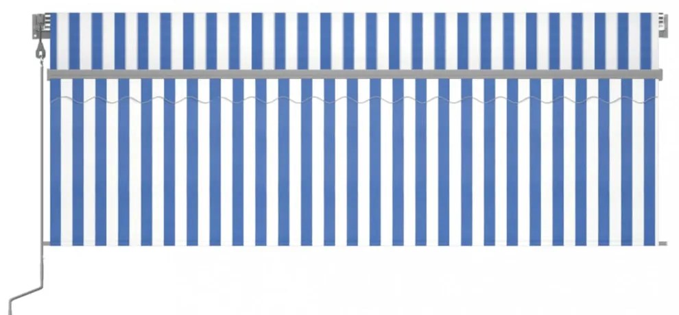 kék és fehér automata napellenző redőnnyel 4 x 3 m