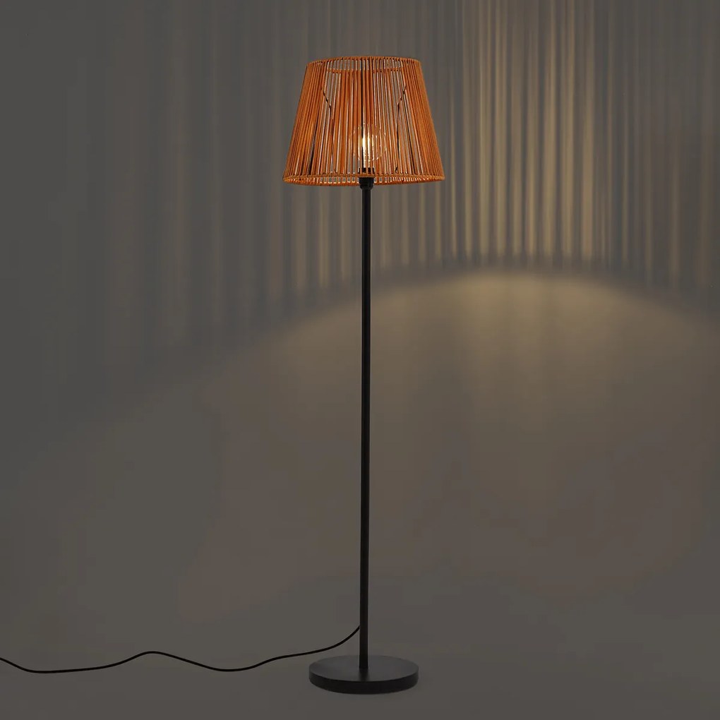 Kültéri állólámpa fekete, narancssárga kötélárnyékolóval IP44 - Virginia Jayla