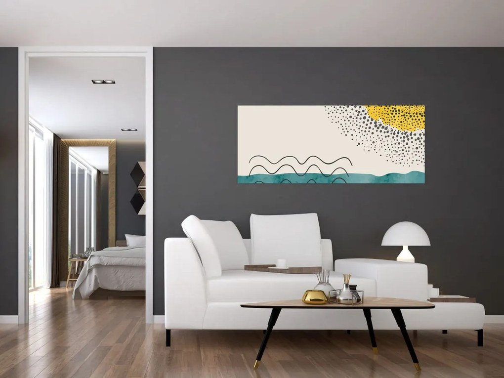 Kép - Absztrakt festmény a strandról N⁰1 (120x50 cm)