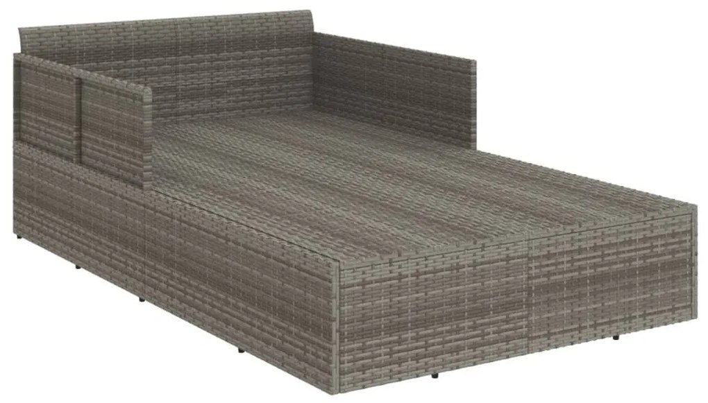 szürke polyrattan napozóágy párnával 182 x 118 x 63 cm
