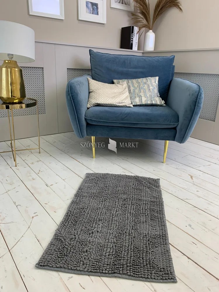 Textil sötétszürke (grey) fürdőszobai szőnyeg 50x80 cm