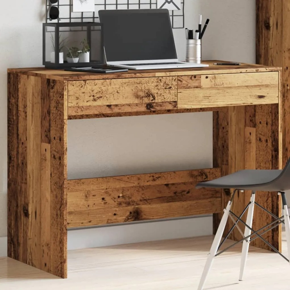 antik fa színű szerelt fa íróasztal 101 x 50 x 76,5 cm