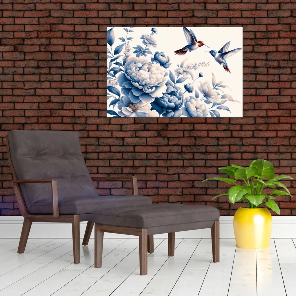 Kép - Kolibrik a virág felett (90x60 cm)