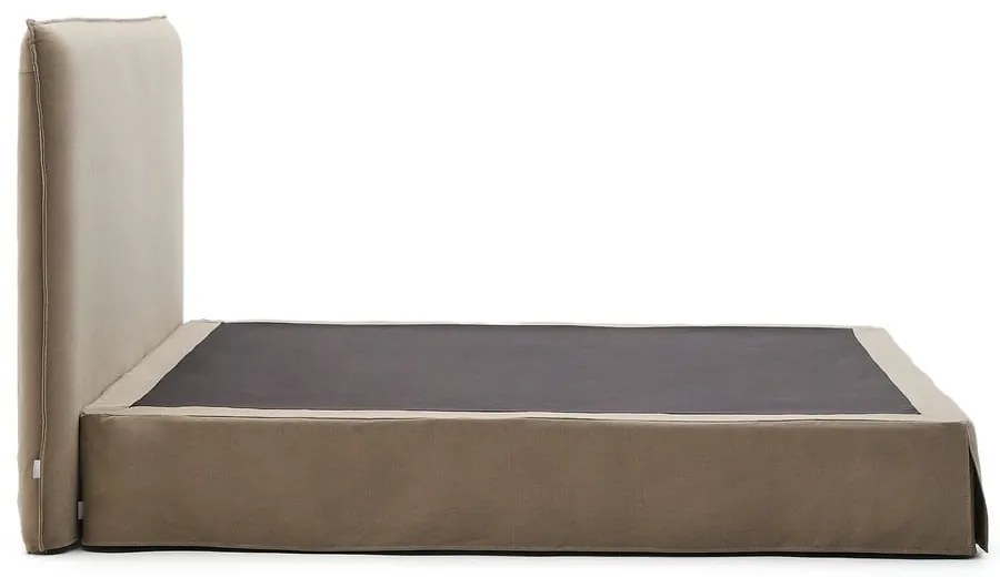 Szürkésbarna kárpitozott franciaágy 180x200 cm Jaira – Kave Home