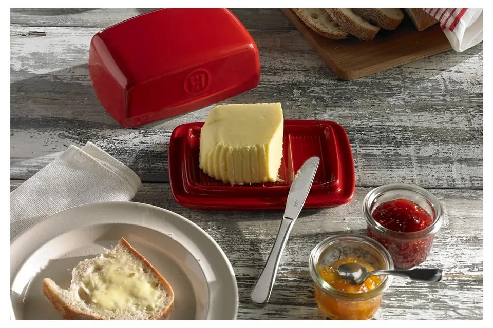 Piros kerámia vajtartó – Emile Henry