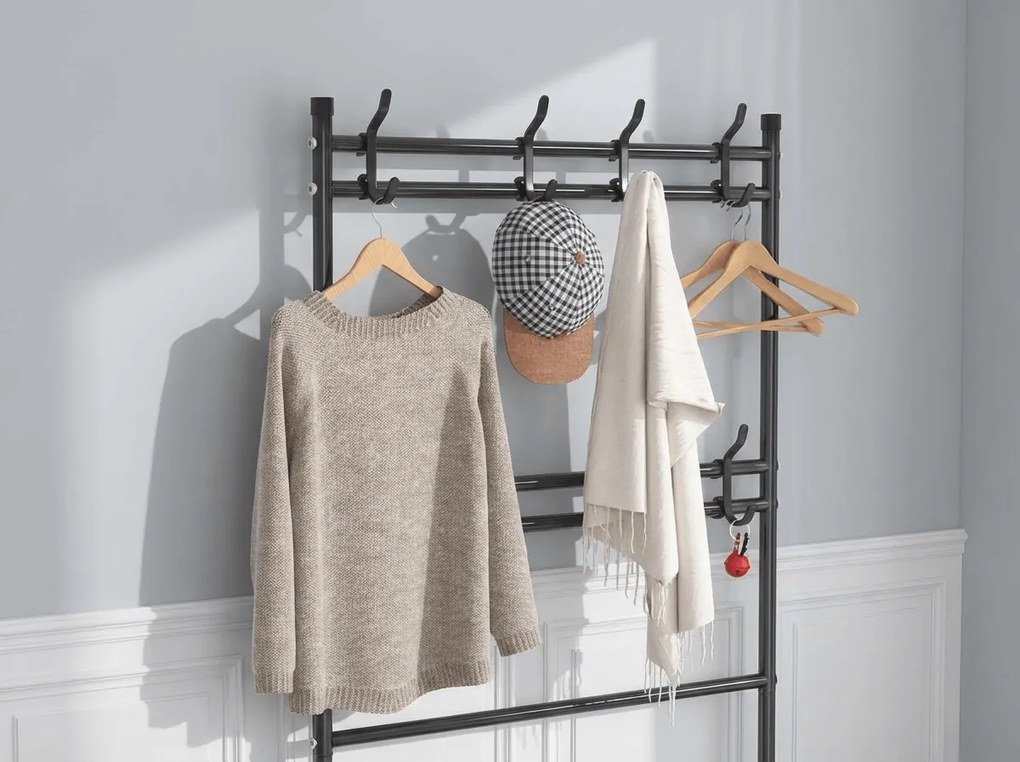 Fogas cipőtartóval CLOTHORY 80x152 cm, fekete