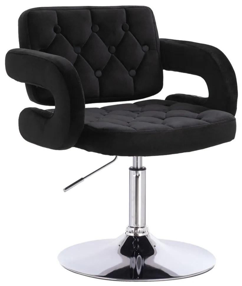 HR8403N Fekete modern velúr szék krómozott lábbal