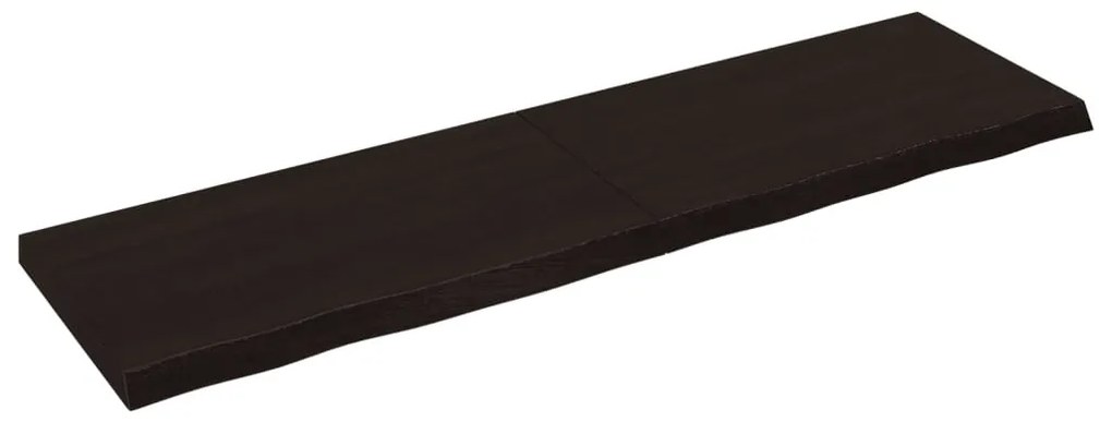 sötétbarna kezelt tömör tölgyfa fali polc 180 x 50 x (2-6) cm