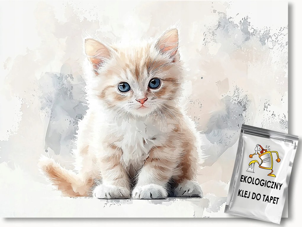 Fotótapéta Flizelina Akvarell Állat Vörös Macska Cica Kisgyermek 152,5x104 ragasztó