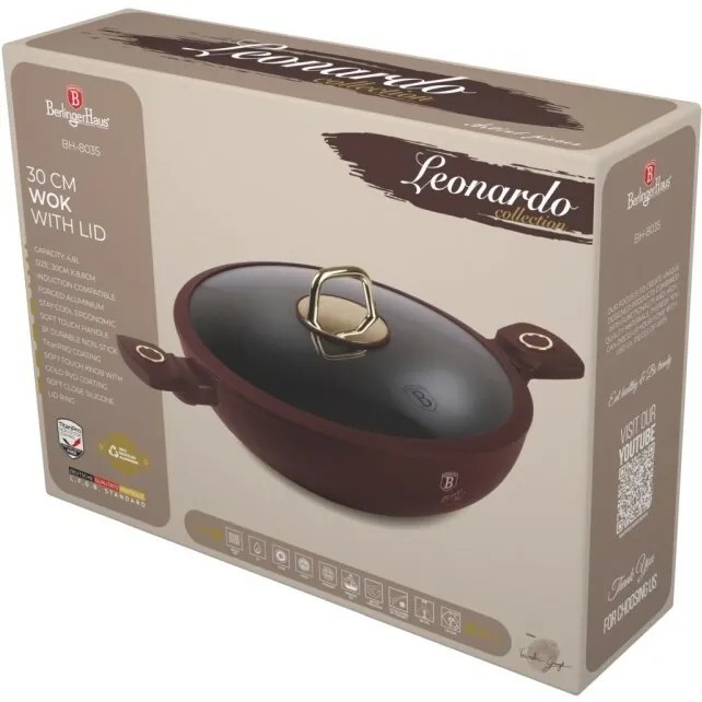 BerlingerHaus Wok fedővel Leonardo 30 cm