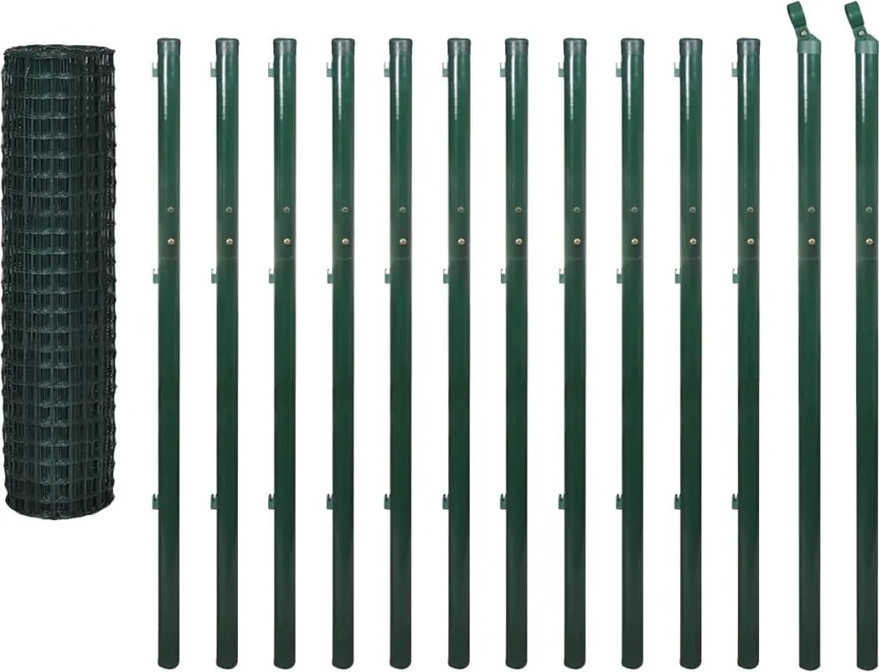 vidaXL Euro Fence zöld acélkerítés 25 x 1,7 m