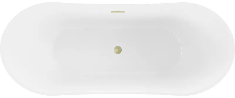 Mexen Celia, szabadon álló kád 170 x 75 cm, fehér, arany matt túlfolyó, 52331707500-55