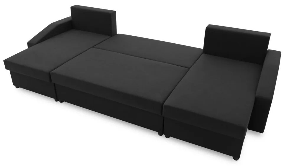 Sparta Plus sarokkanapé, szövet anyag, univerzális oldal, fekete