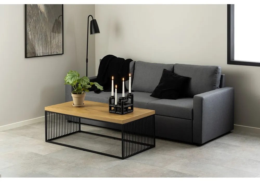 Natúr színű dohányzóasztal tölgyfa dekoros asztallappal 60x120 cm Strington – Actona