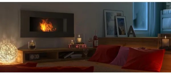 DELTA2/CZARNY/TUV - Beépíthető BIO DELTA2 kandalló 40x90 cm 2kW fekete