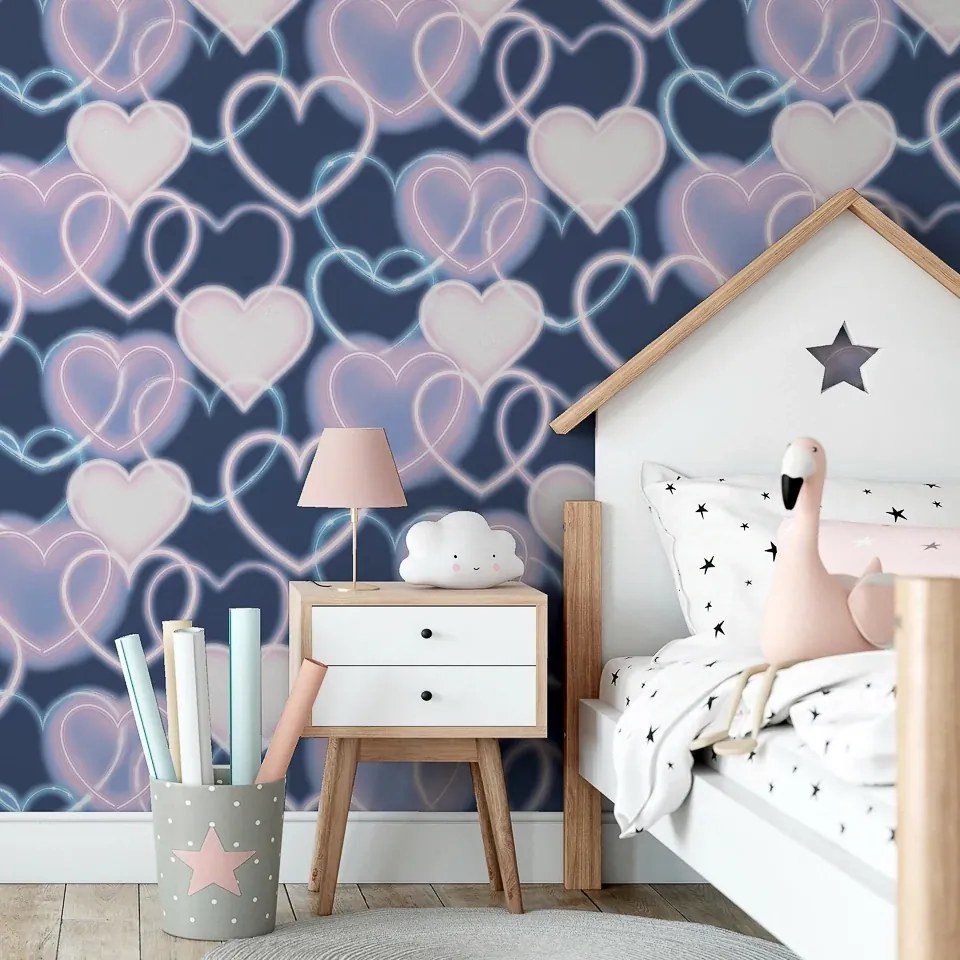 Arthouse Signature 2 Neon Hearts neon-rózsaszín szíves papír tapéta – 925605