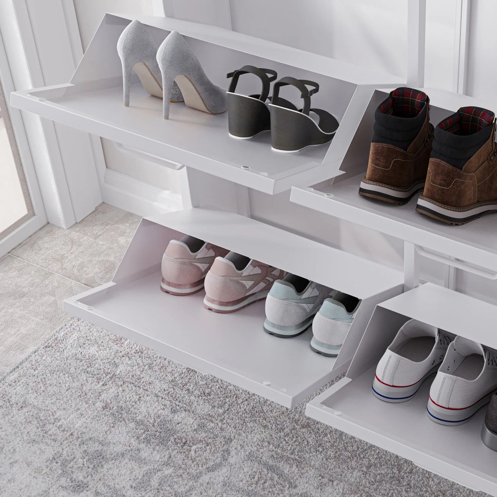 SHIRLEY fém cipősszekrény, 960 x 900 x 170 mm, fehér