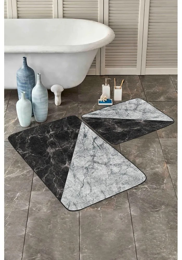 Fekete-fehér fürdőszobai kilépő szett 2 db-os 60x100 cm – Mila Home