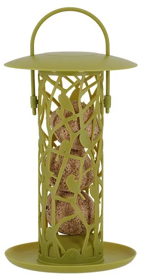 Faggyúgolyó tartó madáretető tetővel, zöld