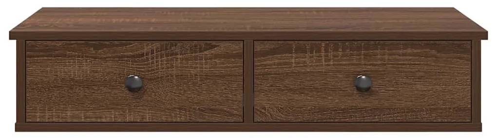 Falipolc fiókokkal barna tölgy 80x31x17 cm műszaki fa