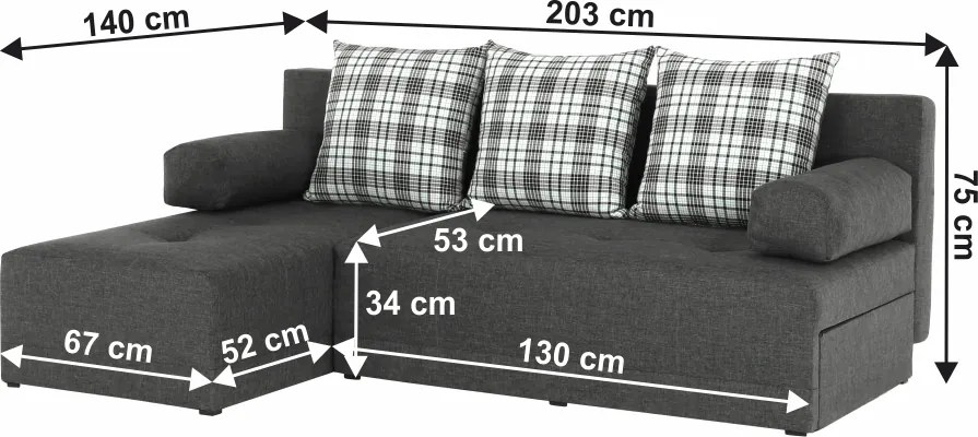 Sarokülőgarnitúra készlet, szürke melír /párnák minta, bal, MEXX NEW