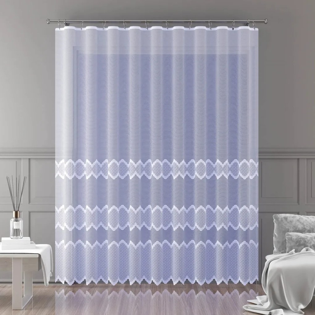 Mg Függöny jacquard 618/338 Fehér 350x240cm Kész Szalaggal Skr