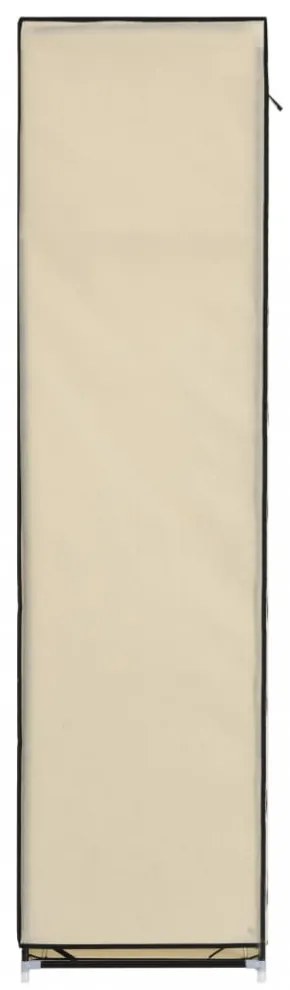krém szövet ruhásszekrény rekeszekkel és rudakkal 150x45x175 cm