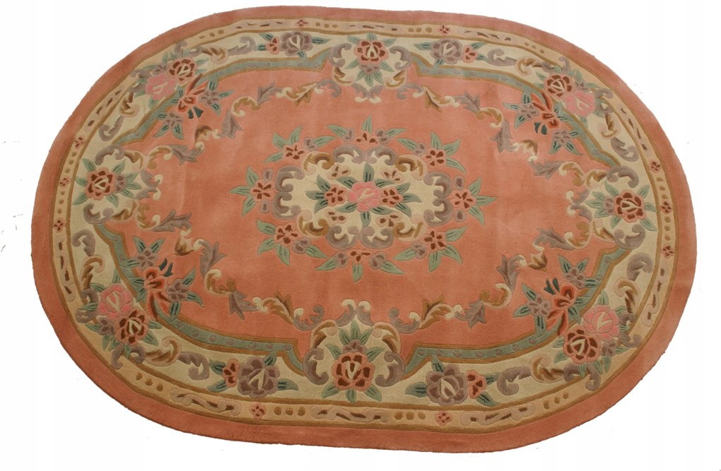 Aubusson gyapjú szőnyeg 170x240 barack ovális