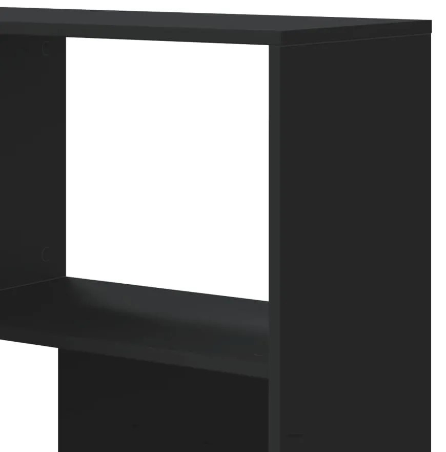 4 szintes fekete szerelt fa sarokkönyvespolc 85 x 85 x 140 cm