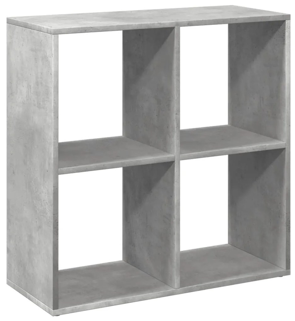 betonszürke szerelt fa elválasztó könyvespolc 69,5x29x69,5 cm