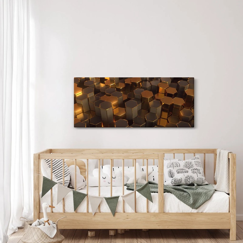 Kép - bronz hatszögek (120x50 cm)