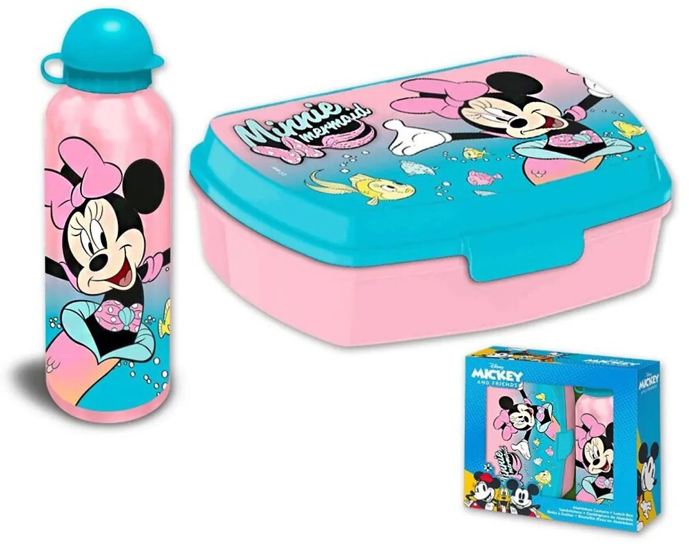 Disney Minnie Mermaid szendvicsdoboz + alumínium kulacs szett