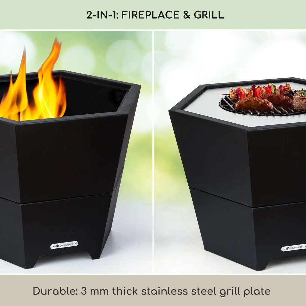 Blumfeldt Hekla 2 az 1-ben, tűzhely, Ø 60 cm, víz- és fagyálló, grill-lap, grillrács