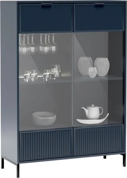 Alacsony vitrin szekrény indigo színben – ELEGANZO LS‑8