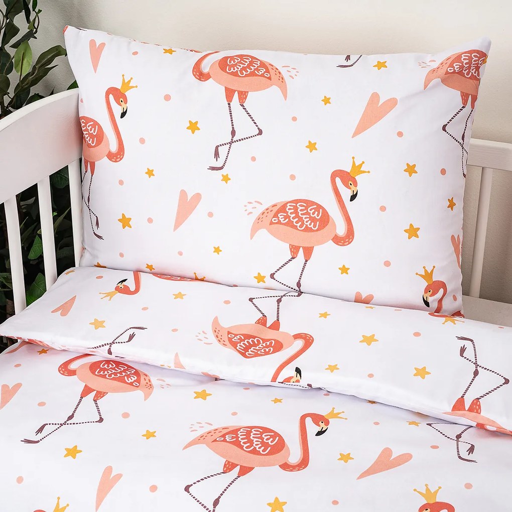 4Home Flamingo pamut ágyneműhuzat kiságyba, 100 x 135 cm, 40 x 60 cm, 100 x 135 cm, 40 x 60 cm