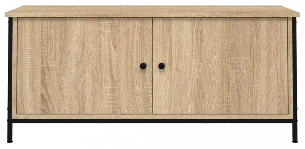 sonoma tölgyszínű szerelt fa TV-szekrény ajtókkal 102x35x45 cm