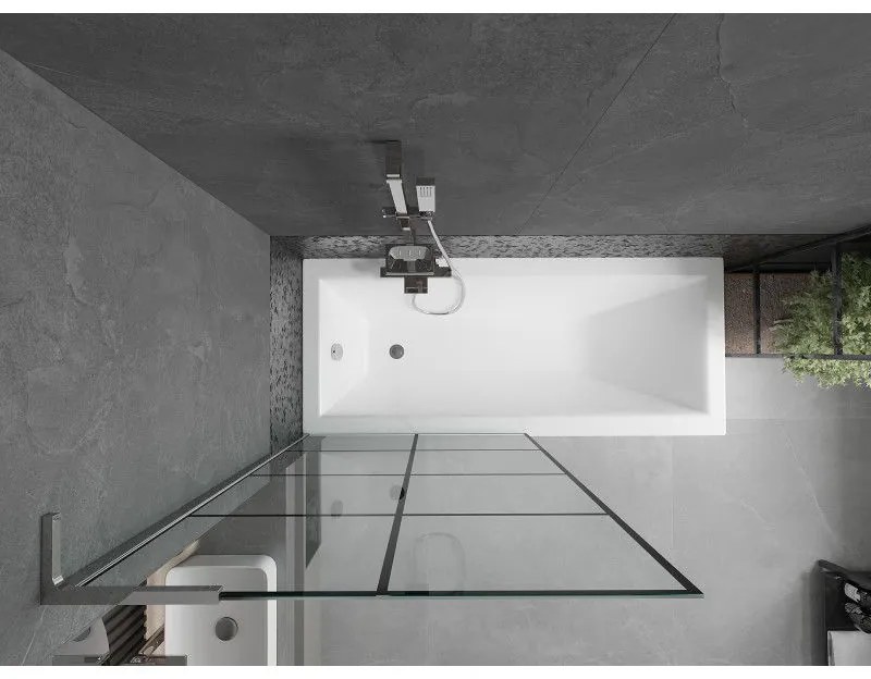 Mexen Next L, 1 szárnyas kádparaván 90 x 150 cm, 6mm átlátszó üveg-fekete mintás, króm profil, 895-090-000-03-77-01